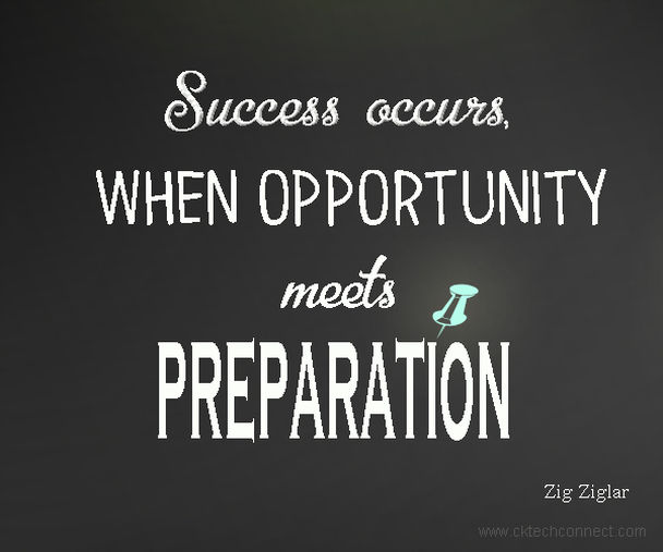 Zig Ziglar Quote - Success occurs when opportunity meets preparation